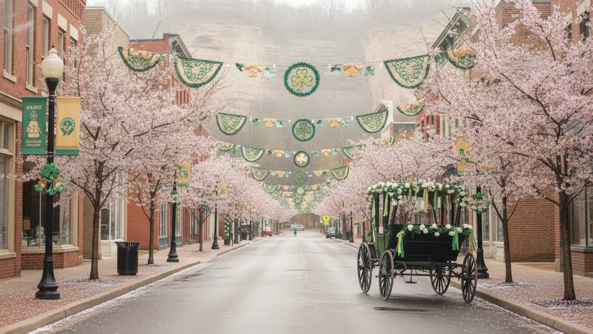 St. Patrick's Day parade crowd in downtown Grand Ledge